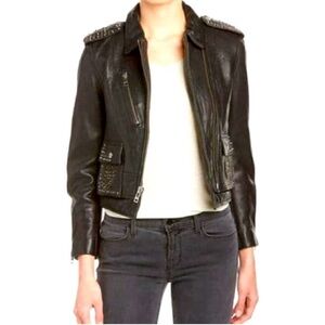 Zadig & Voltaire Biker Jacket | LEVA Studded Bubble Leather Jacket